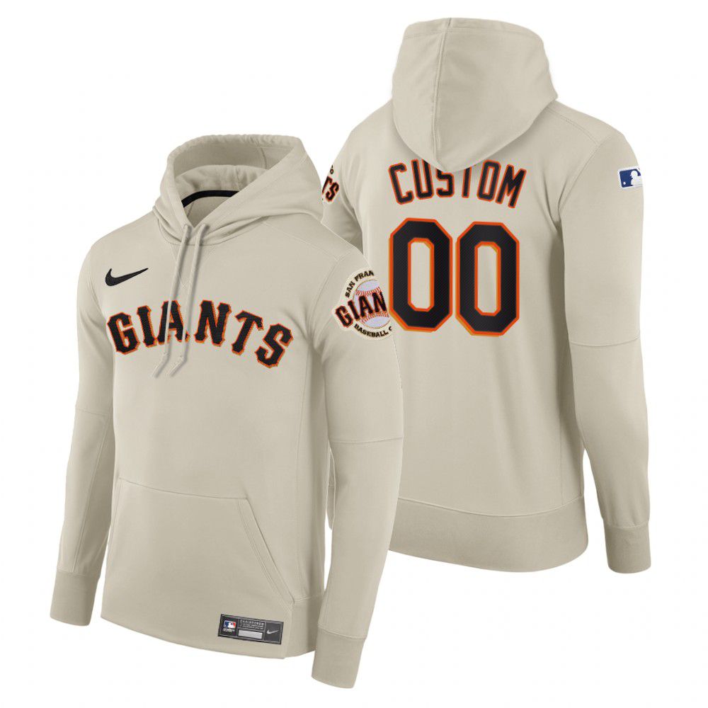 Men San Francisco Giants #00 Custom cream home hoodie 2021 MLB Nike Jerseys